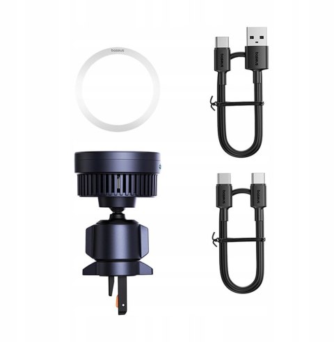 UCHWYT SAMOCHODOWY ŁADOWARKA INDUKCYJNA Baseus MagPro BS-CW04 Qi 2.0 15W MagSafe NA KRATKĘ CZARNY BASEUS