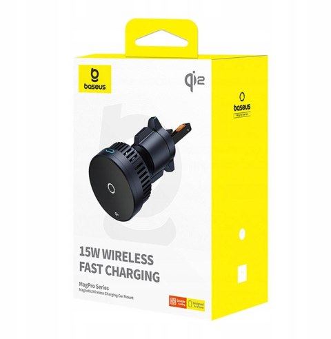UCHWYT SAMOCHODOWY ŁADOWARKA INDUKCYJNA Baseus MagPro BS-CW04 Qi 2.0 15W MagSafe NA KRATKĘ CZARNY BASEUS