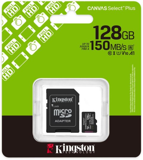 Karta pamięci microSD 128GB Kingston Canvas Select Plus microSDXC C10 UHS-1 128GB KINGSTON