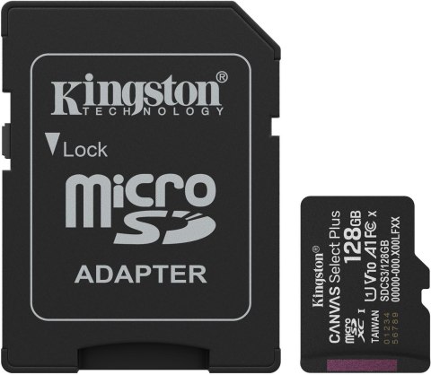 Karta pamięci microSD 128GB Kingston Canvas Select Plus microSDXC C10 UHS-1 128GB KINGSTON