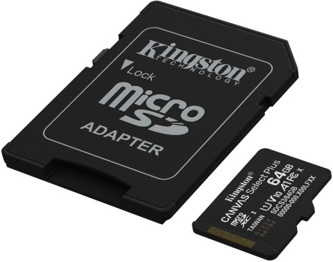 Karta pamięci microSD 64GB Kingston Canvas Select Plus microSDXC C10 UHS-1 64GB KINGSTON