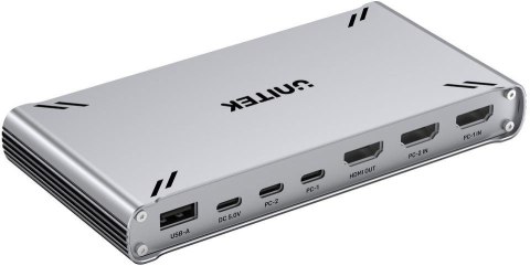Przełącznik KVM Unitek USB-C 10Gbps z HDMI i transferem plików między systemami UNITEK