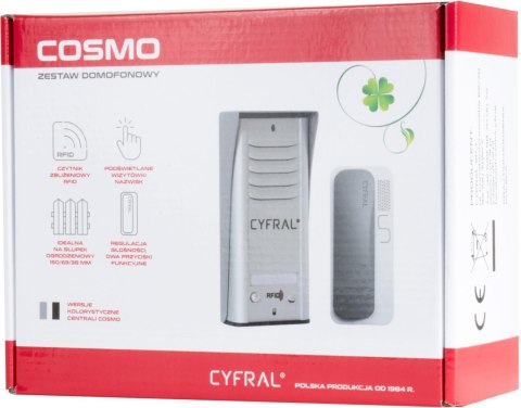 DOMOFON CYFRAL COSMO 2-LOKATORKI CZARNA KASETA CZARNE UNIFONY CYFRAL