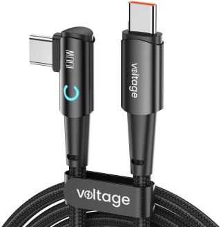 Kabel USB-C / USB-C kątowy Voltage PowerAngle 100W PD 200cm czarny VOLTAGE