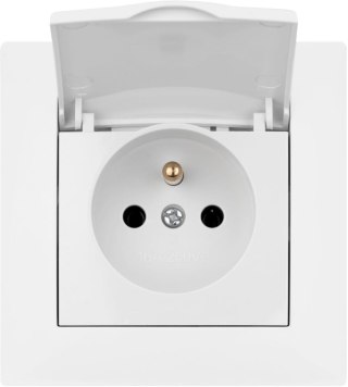 Gniazdo pojedyncze z klapką i uziemieniem VCX WESA LC 52 Biały VCX