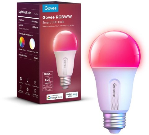Govee H6004 Smart Light Bulb Żarówka RGB 800LM, 2.4GHz Wi-Fi + Bluetooth GOVEE