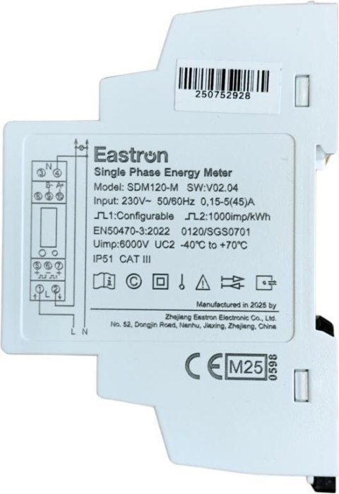 Licznik energii jednofazowy z Modbus dwukierunkowy VCX SDM120M (MID) VCX