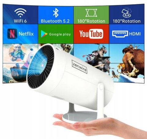 Przenośny Projektor Zenwire R1 Full HD Android Wifi Bluetooth Obrotowy ZENWIRE