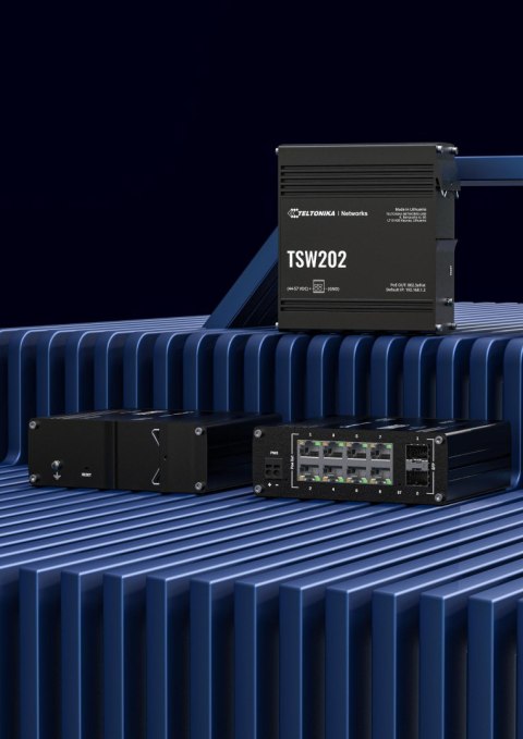 Teltonika TSW202 switch przemysłowy zarządzalny 8xFE 2xSFP PoE+ (TSW202000000) DIN TELTONIKA