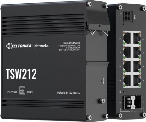 Teltonika TSW212 switch przemysłowy zarządzalny 8xGE 2xSFP (TSW212000000) DIN TELTONIKA