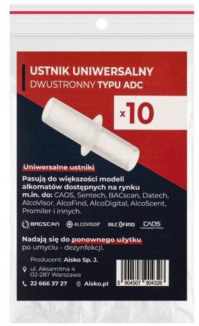 Ustnik uniwersalny dwustronny typu ADC AISKO do alkomatów opakowanie (10 szt.) AISKO