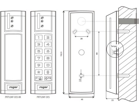 Czytnik zbliżeniowy ROGER PRT12MF-DES-BK ROGER