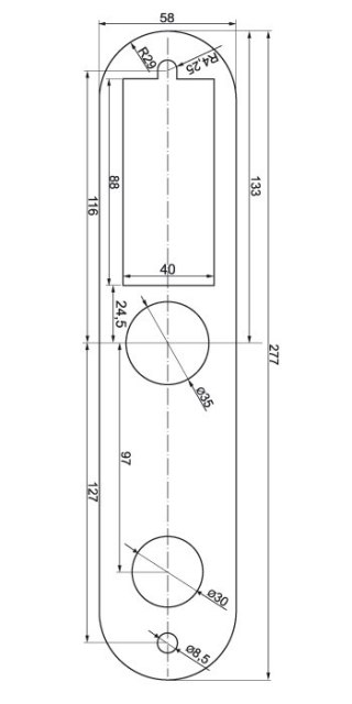PODKŁADKA EURA ELW-05B9 ułatwiająca montaż szyldu zamka ELH-40B9 EURA
