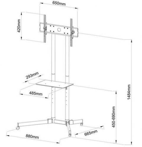 STOLIK/WÓZEK NA KÓŁKACH+UCHWYT DO TV 30-65" 60 KG S-08A ART ART