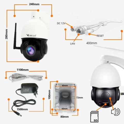 Kamera IP ORLLO Z10 WiFi POE z panelem fotowoltaicznym SM6030 PRO ORLLO