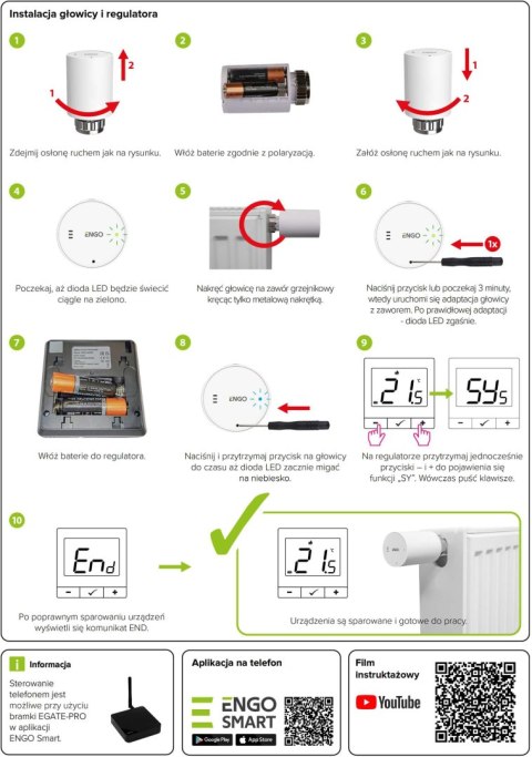 ENGO Controls Inteligentny zestaw ogrzewania Biały (E25-BATW + ETRV-M30 + EPlug WiFi) ENGO CONTROLS