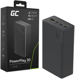 POWERBANK Greencell PowerPlay 30 30000mAh SZYBKIE ŁADOWANIE 22,5W 3x USB-C PD 1x USB-A GREEN CELL