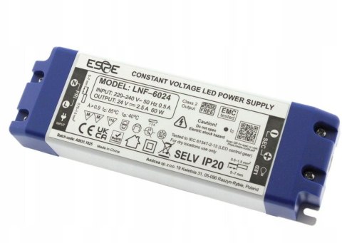 ZASILACZ IMPULSOWY LED ESPE LNF-6024 24V/60W/2.5A IP20 ESPE