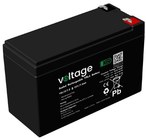 Akumulator AGM Voltage Long Life 12V 7Ah VEL12-7.0 (Żywotność 15 lat) VOLTAGE