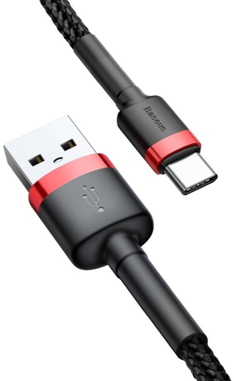 KABEL USB-A / USB-C Baseus Cafule CATKLF-A91 50cm 3A QC 3.0 CZARNO-CZERWONY W OPLOCIE BASEUS