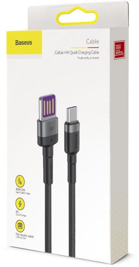 KABEL USB-A / USB-C Baseus Cafule CATKLF-PG1 100cm SuperCharge 40W 5A QC 3.0 W OPLOCIE BASEUS