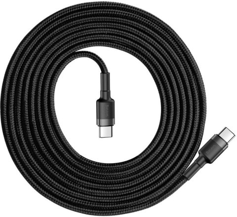 KABEL USB-C / USB-C Baseus Cafule CATKLF-HG1 200cm 60W 3A PD 2.0 QC 3.0 CZARNO-SZARY W OPLOCIE BASEUS