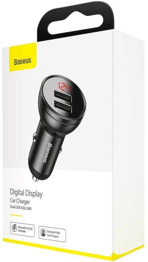 ŁADOWARKA SAMOCHODOWA Baseus Digital Display CCBX-0G 24W 4.8A 2x USB-A CZARNA BASEUS