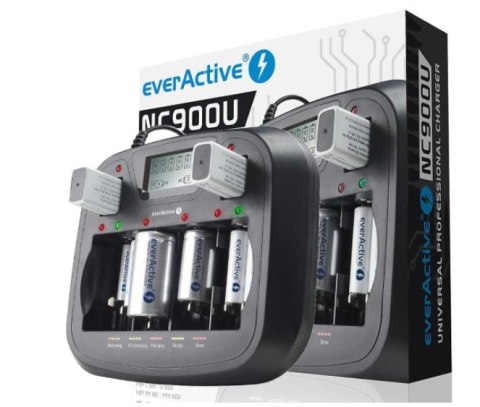 Ładowarka procesorowa do akumulatorków AA / AAA / C / D / 6F22 / 9V everActive NC-900U EVERACTIVE