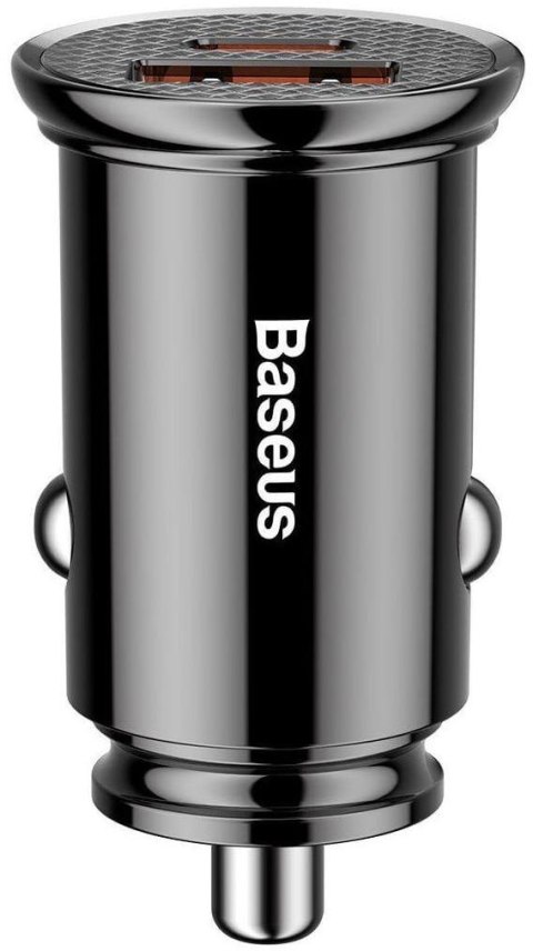 Ładowarka samochodowa Baseus Circular 30W 5A USB-C, USB-A, czarna BASEUS