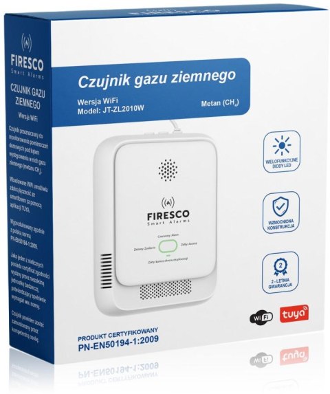 Czujnik gazu ziemnego Firesco JT-ZL2010W z WiFi alikacja Tuya FIRESCO