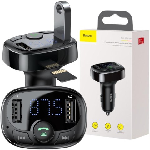 TRANSMITER FM ŁADOWARKA SAMOCHODOWA Baseus Enjoy S-09A 3.4A 2x USB-A microSD BT 4.2 BASEUS