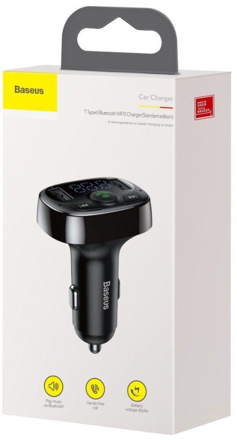 TRANSMITER FM ŁADOWARKA SAMOCHODOWA Baseus Enjoy S-09A 3.4A 2x USB-A microSD BT 4.2 BASEUS