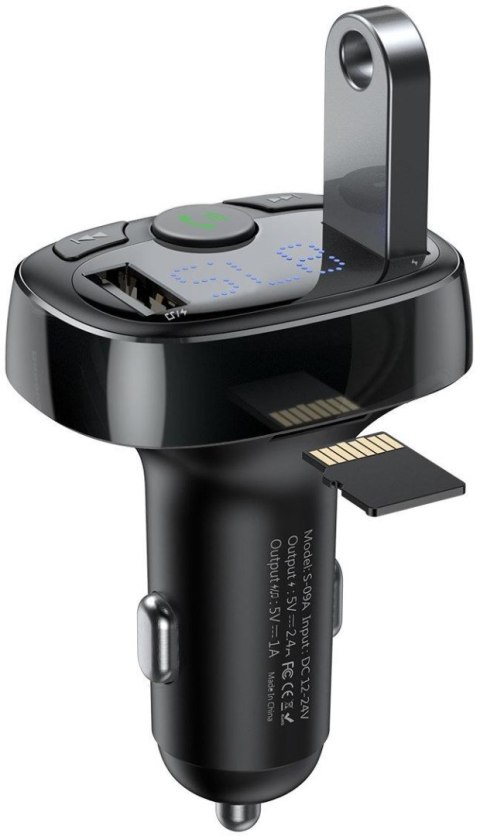 TRANSMITER FM ŁADOWARKA SAMOCHODOWA Baseus Enjoy S-09A 3.4A 2x USB-A microSD BT 4.2 BASEUS