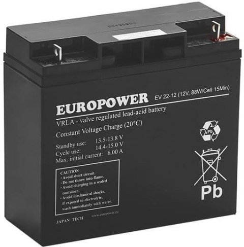 Akumulator AGM EUROPOWER serii EV 12V 20Ah/C10 EUROPOWER