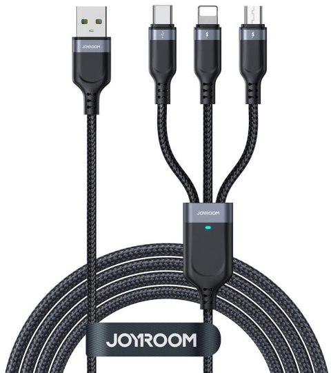 Kabel 3w1 USB-A / USB-C micro-USB Lightning Joyroom S-1T3018A18 30cm 3.5A w oplocie czarny JOYROOM