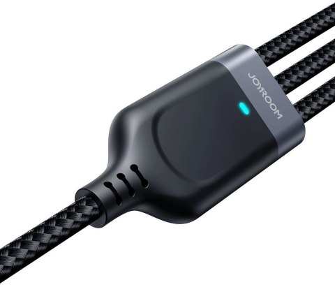 Kabel 3w1 USB-A / USB-C micro-USB Lightning Joyroom S-1T3018A18 30cm 3.5A w oplocie czarny JOYROOM