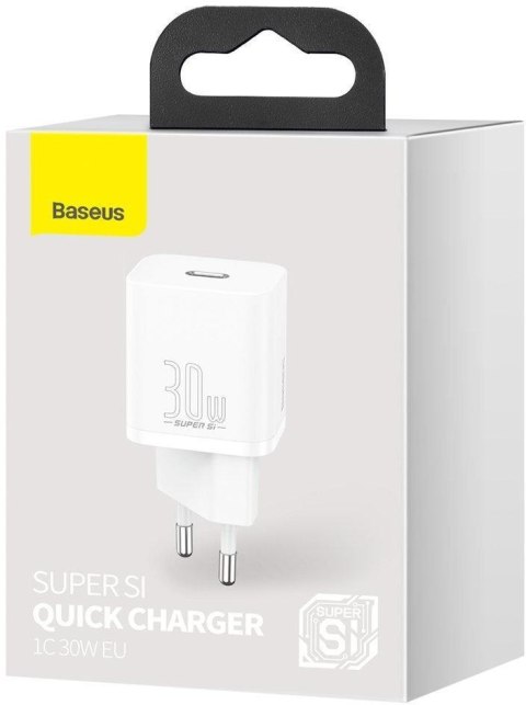 ŁADOWARKA SIECIOWA Baseus Super Si Quick Charger 1C CCSUP-J02 30W 1x USB-C PD 3.0 QC 3.0 BIAŁA BASEUS