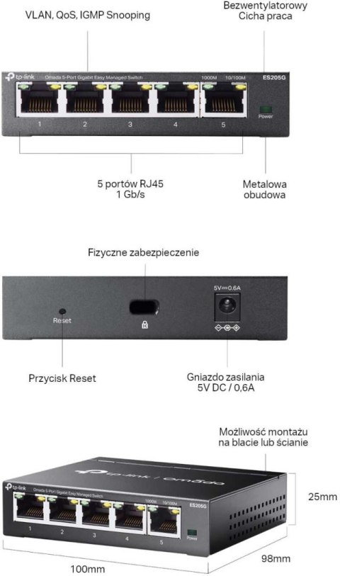 SWITCH TP-LINK OMADA ES205G Easy Managed TP-LINK
