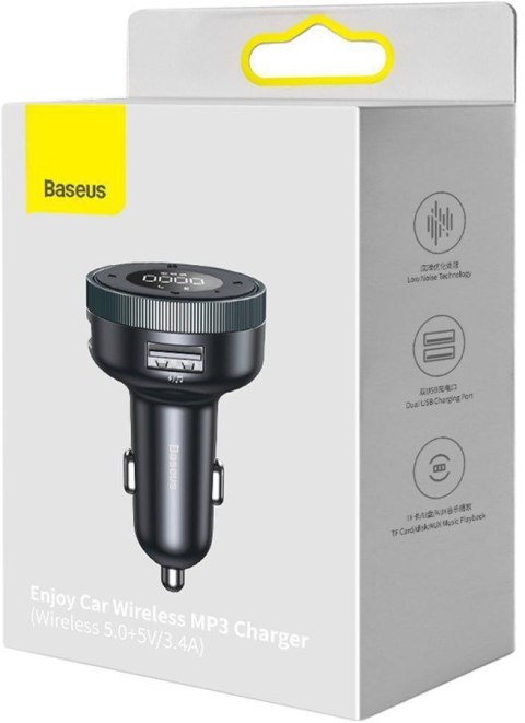TRANSMITER FM ŁADOWARKA SAMOCHODOWA Baseus Enjoy CCLH-01 3.4A 2x USB-A JACK 3.5MM BT 5.0 BASEUS