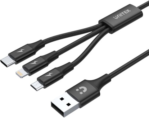 Unitek przewód ładujący USB 3 w 1 czarny UNITEK