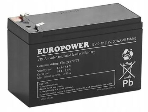 Akumulator AGM EUROPOWER serii EV 12V 8Ah/C10 (Żywotność 6-9 lat) T1 EUROPOWER
