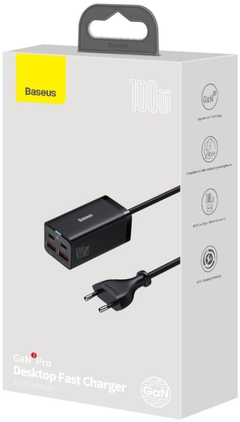 ŁADOWARKA SIECIOWA Baseus GaN 3 Pro Desktop Charger CCGP000101 100W 2x USB-A 2x USB-C PD 3.0 QC 4.0+ BASEUS