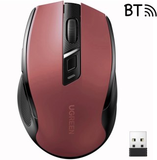 Mysz optyczna Ugreen MU006 bezprzewodowa USB 2.4GHz / Bluetooth 5.0 4000 DPI - czerwona UGREEN