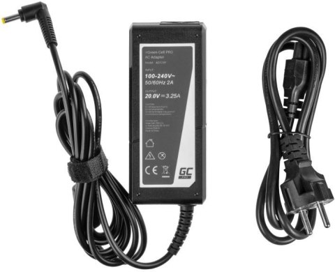 ZASILACZ ŁADOWARKA DO LAPTOPA LENOVO Green Cell PRO AD123P 20V 3,25A 65W 4,0mm/1,7mm GREEN CELL