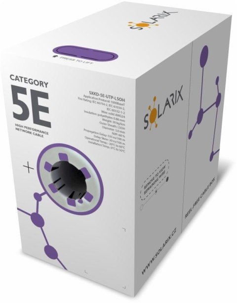 KABEL SKRĘTKA SOLARIX CAT.5E UTP LSOH Dca SXKD-5E-UTP-LSOH box 305m SOLARIX