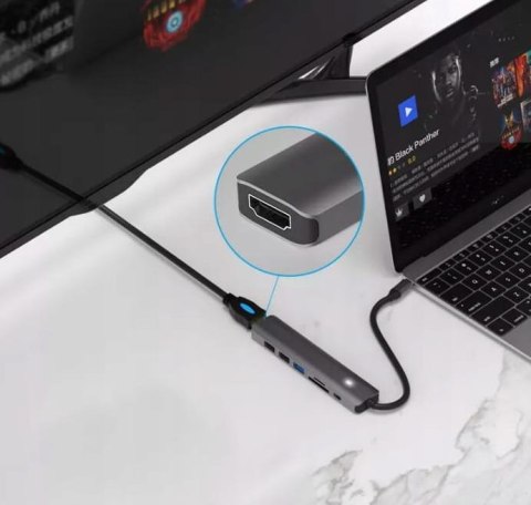 HUB ADAPTER USB-C 7w1 HDMI 4K USB 3.0 SD PD Zenwire BS-HC703 ZENWIRE