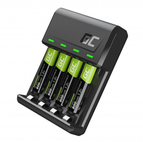 ŁADOWARKA Green Cell VITALCHARGE + ZESTAW AKUMULATORKÓW 4x AAA R03 800 mAh GRSETGC02 GREEN CELL
