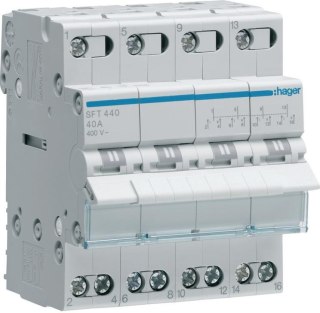 Modułowy przełącznik instalacyjny I-0-II 4P 40A 400VAC Hager SFT440 HAGER