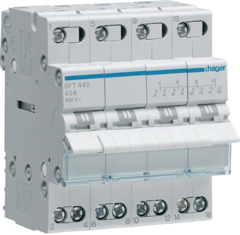 Modułowy przełącznik instalacyjny I-0-II 4P 40A 400VAC Hager SFT440 HAGER