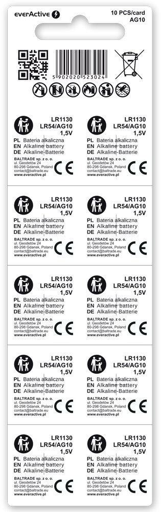 Bateria AG10 / G10 / LR54 / LR1130 everActive 1,5V (blister 10 szt.) EVERACTIVE
